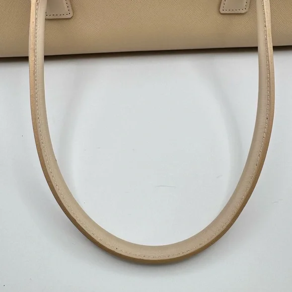 Burberry Saffiano Leather Structured Top Handle Tote Bag Beige Nova Check Large - Picture 4 of 10